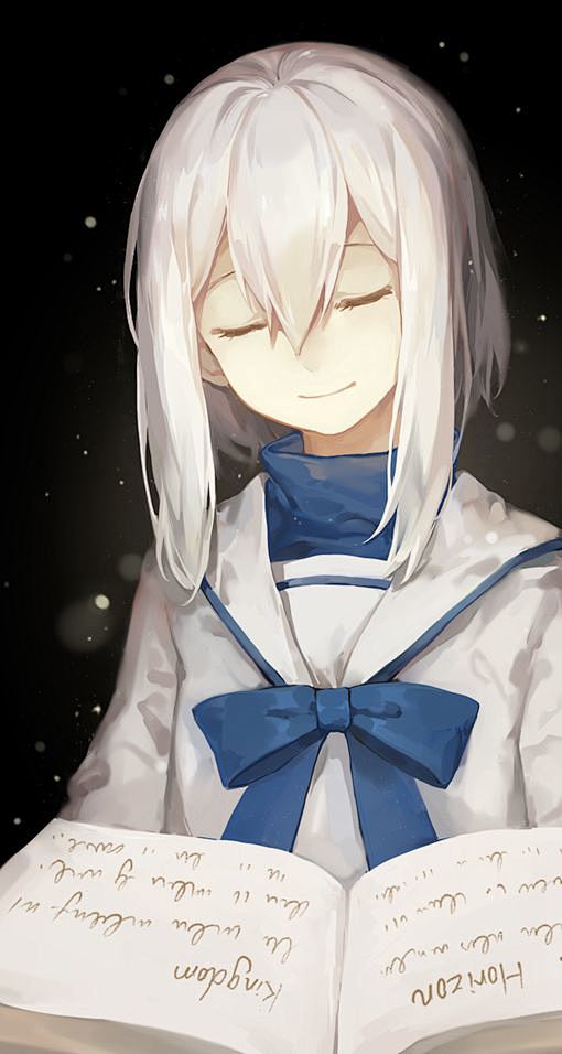 15:09:49白色短发女孩的日系唯美插画手机壁纸图片插画 动漫 头像