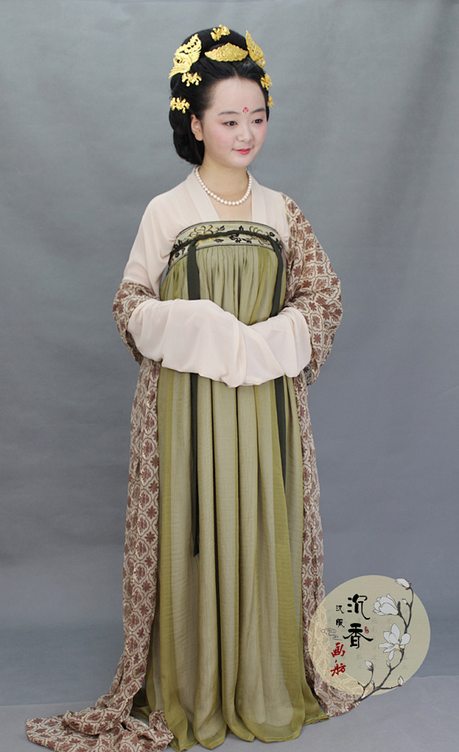 沉香画舫汉服绿萝唐齐胸襦裙