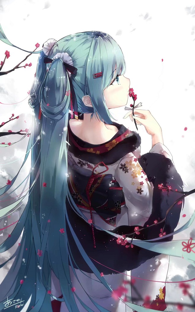 初音未來二次元動漫美少女萌妹子和服壁紙