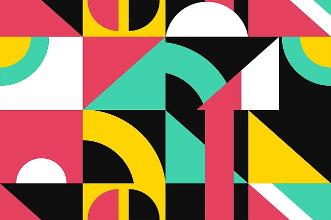 背景纹理斯堪的纳维亚风格色块拼接复古几何图案元素–云瑞设计