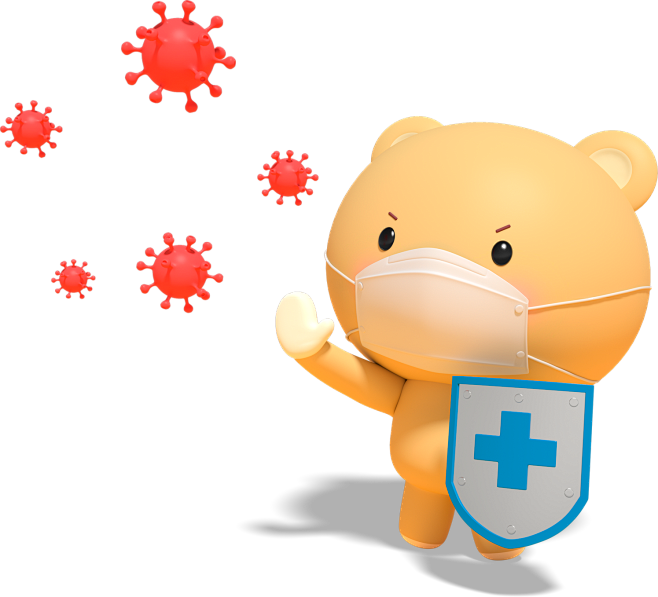 戴口罩抵御病毒的小熊新冠病毒专题png免抠图
