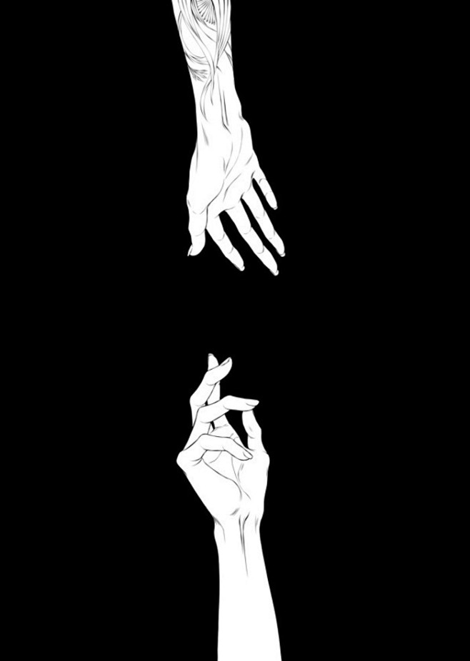 p站侵删二次元插画美图素材手绘动漫手指间