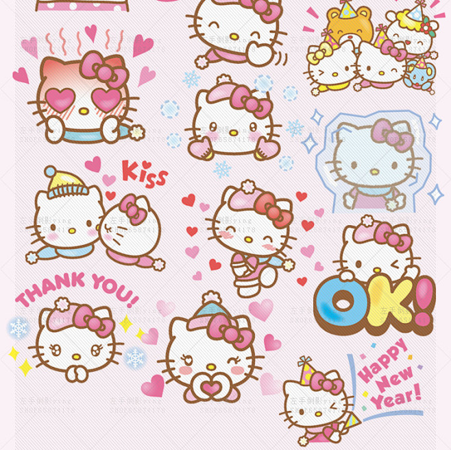 【n15】卡通可爱萌hellokitty蝴蝶结凯蒂粉红照片装饰