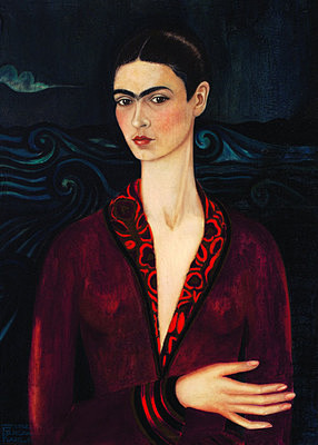 弗里达装饰画古典人物抽象画天鹅绒的自画像壁画艺术风格油画淘宝网