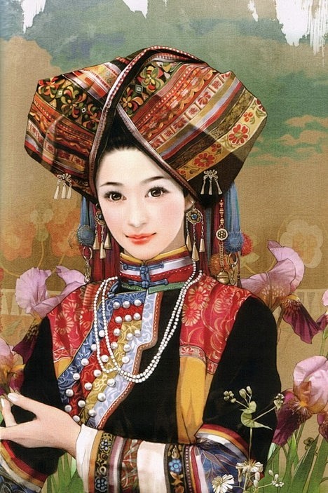 56个民族传统服饰手绘傈僳族