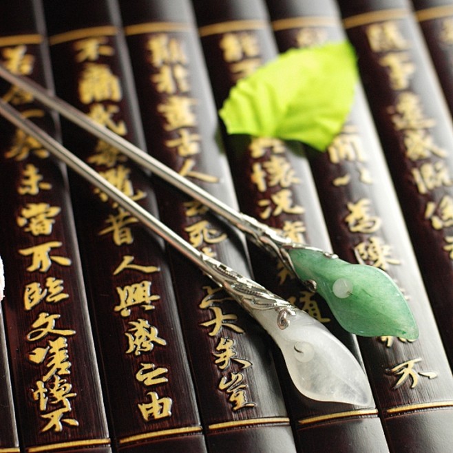 手工古典发簪白玉花发簪古装发簪子