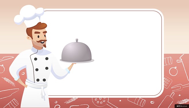 餐饮商业菜单餐厅厨师微笑西餐美食餐饮美食插画绘画