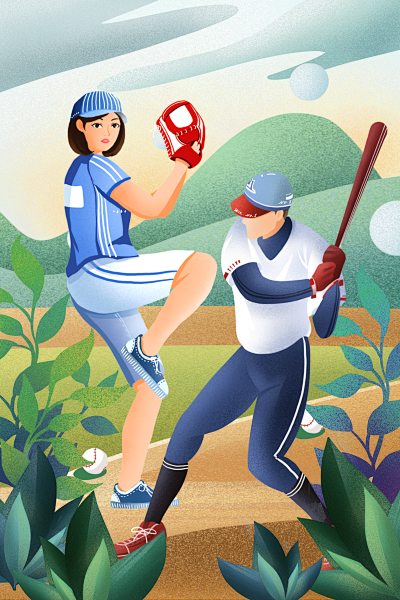 运动棒球比赛插画
