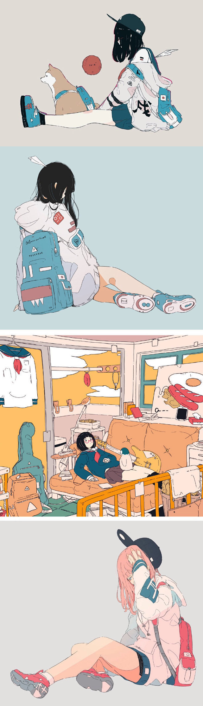 慵懒的彩色系少女来自画师twidaisukerichard绘画学习绘画素材动漫