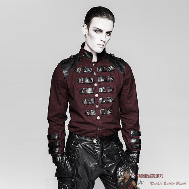 punkrave蒸汽朋克摇滚乐队演出骑士街头黑暗系男士衬衫y753rd淘宝网