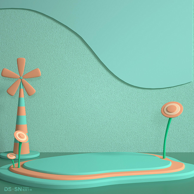 几何卡通三维立体c4d高清海报背景jpg2000x2000