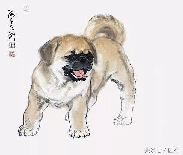 画家奚文渊画狗狗拜年