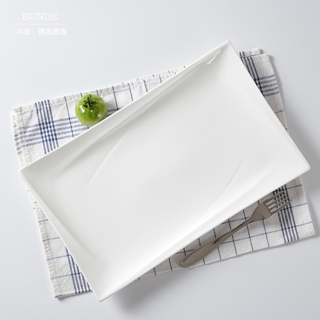 陶瓷盘子白色长方盘长盘子长方形菜盘鱼盘酒店西餐盘创意盘子淘宝网