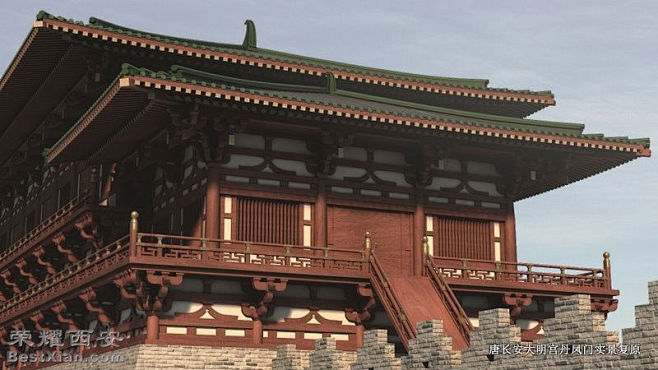 唐长安大明宫复原图丹凤门