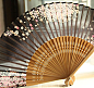 【日式和风】日本折扇 和服扇 竹柄折扇子 黑樱花S12-淘宝网