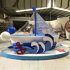 商场广场酒店海洋馆幼儿园蓝色系海洋风格美陈装饰船造型堆头摆件