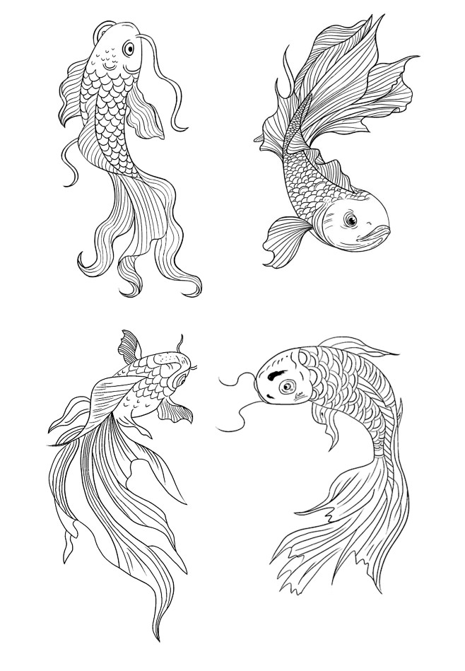 鱼的简笔画 复杂图片
