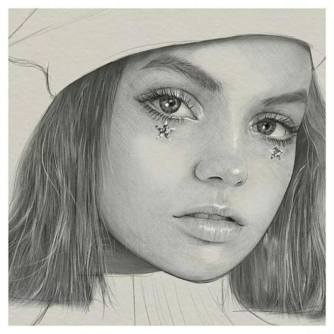 素描欧美人像彩铅