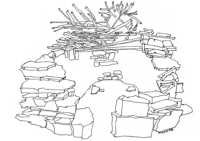 太行山写生车佛沟村石板岩现场写生速写景观建筑