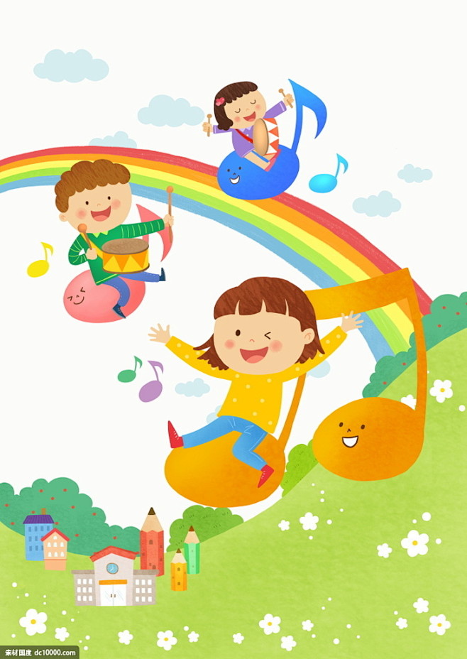 手绘卡通儿童音乐学习海报