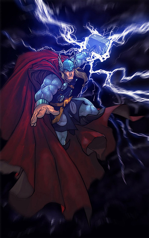 漫画英雄人物插画雷神托尔mightythor