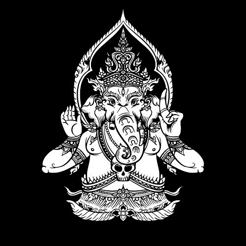 象神犍尼萨纹身手绘插画