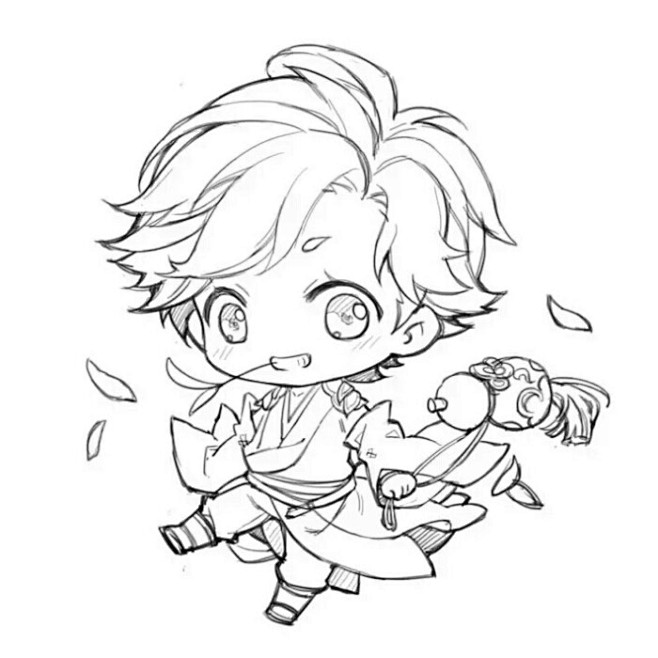 王者荣耀李白青莲剑仙新版q版线稿