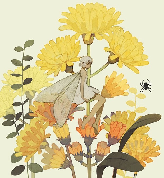 唯美花仙子小精灵二次元小清新插画图片