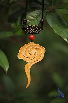 『坐看云起』传统手工留青竹刻「祥瑞」系列云朵项链 - 竹取放肆的