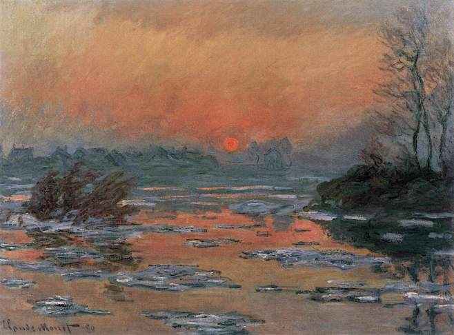 莫奈塞纳河的日落原图图片