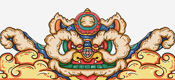 国潮手绘版舞狮