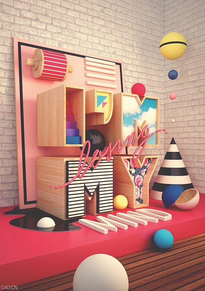 c4d做的立体海报cg作品c4d之家我的设计网站我的c4d之家wwwc4dcn