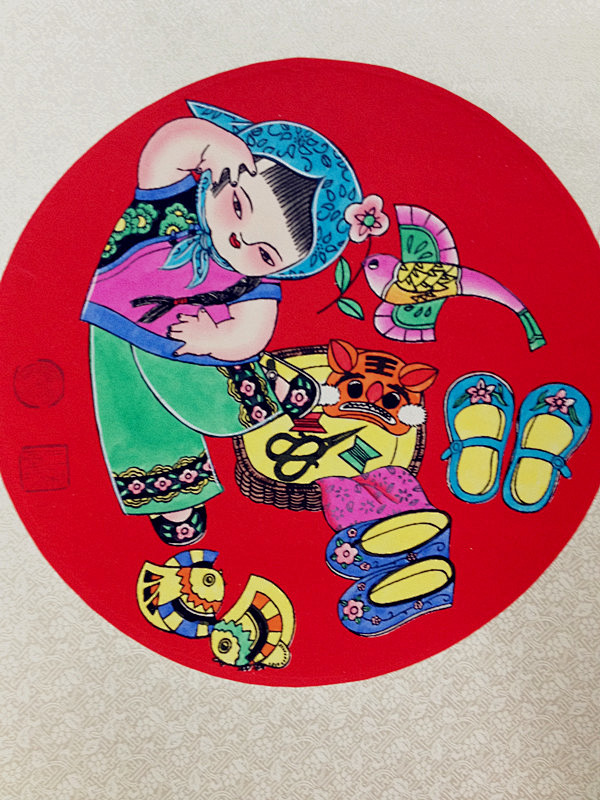 赵小姐年画馆手绘绵竹年画童子娃娃喜庆吉祥中式卷轴商务婚庆礼品淘宝