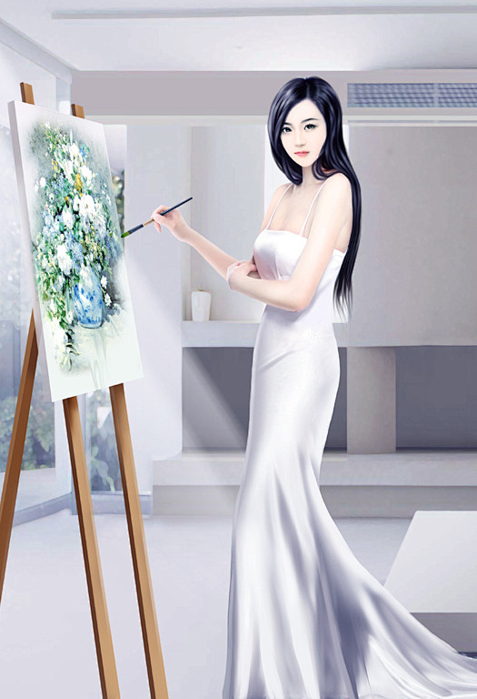手绘美女现代13
