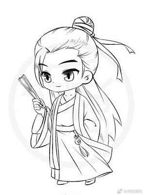 q版古风人物线稿