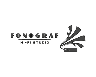 留声机发烧友留声机logo工作室音乐经典复古黑白色商标设计图标图形