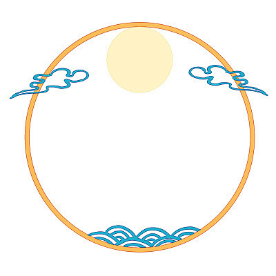 中秋复古古风水彩边框