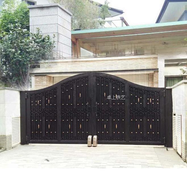 广州黑色庭院大门院墙大铁门小区推拉大门欧式铁艺别墅庭院防盗门淘宝