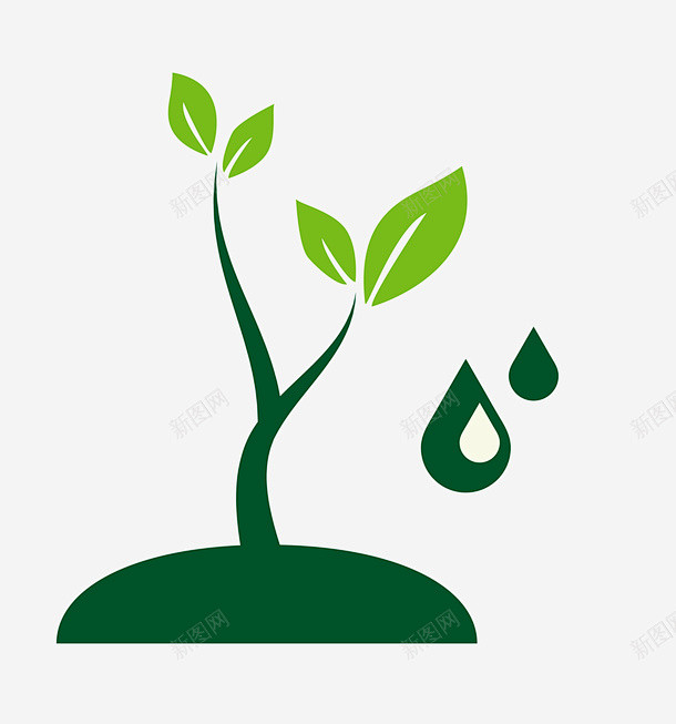 绿色植物生长树苗简笔画图标页面网页平面电商创意素材