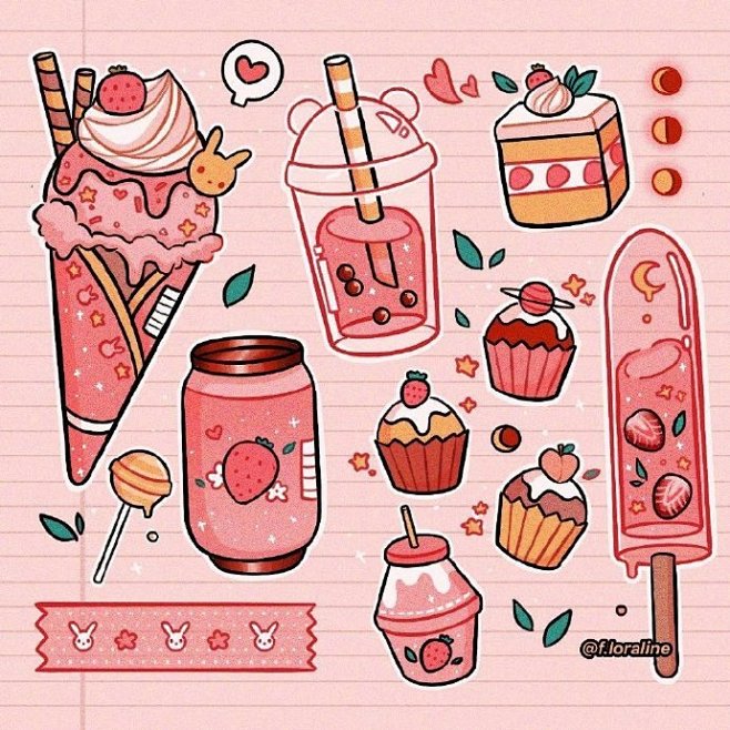 可爱的甜品小插画