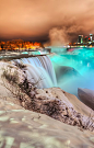 "Frozen Niagara Falls at Night" 