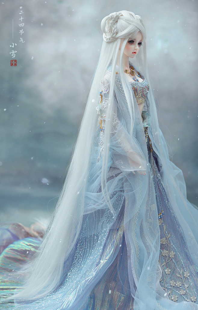 bjd假发as天使工房3分女小雪白色古风盘发wg317122sd娃娃swdoll淘宝网