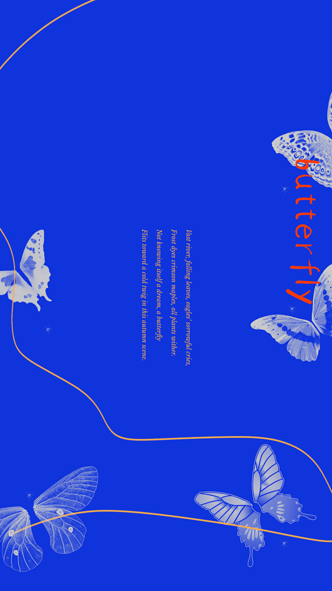 克莱因蓝流行蝴蝶手机壁纸