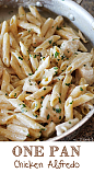 One Pan Chicken Alfredo Pasta - by Number 2 Pencil