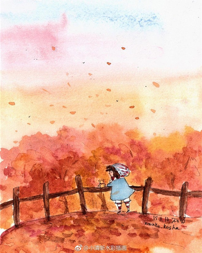 手绘插画小女孩甜美日常