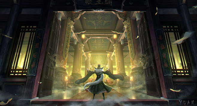 为大王不高兴绘制的过场插画阎小罗初入阎王殿