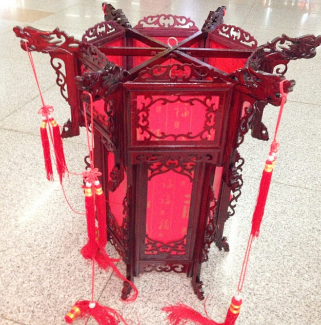 六角仿木头宫灯走马灯