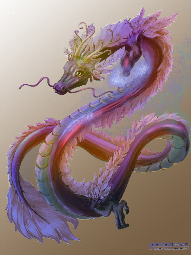 之前一张线稿龙的上色求指点