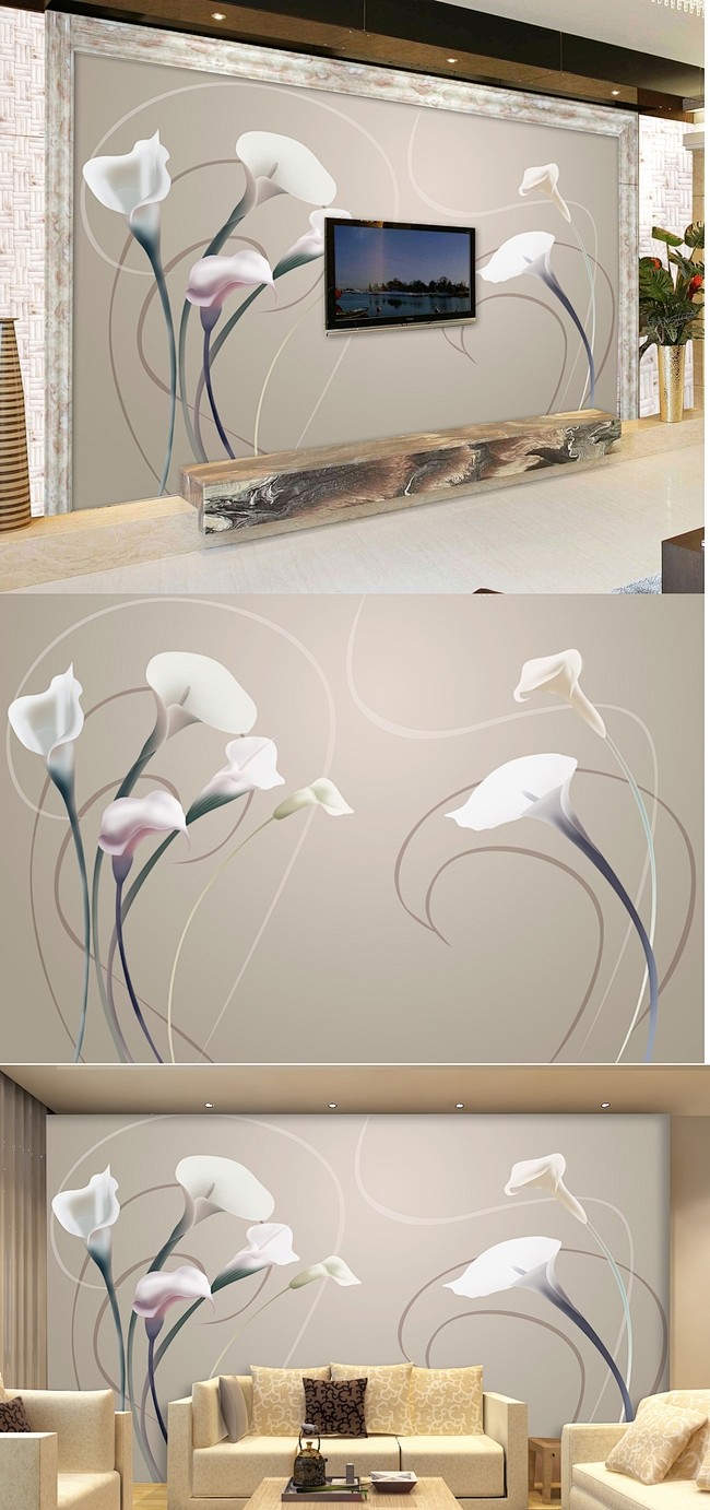 00:33:41手绘百合花电视背景墙装饰画墙绘素材饿死三皮该采集也在以下