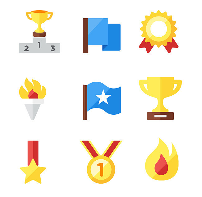 扁平奖杯奖励图标icon